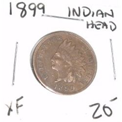 1899 INDIAN HEAD PENNY RED BOOK VALUE $20.00+ *NICE EARLY EXTRA FINE GRADE*!! PENNY CAME OUT OF SAFE