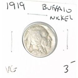 1919 BUFFALO NICKEL RED BOOK VALUE $3.00+ *NICE EARLY VERY GOOD GRADE*!! BUFFALO NICKEL CAME OUT OF