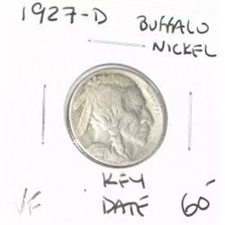 1927-D *RARE KEY DATE* BUFFALO NICKEL RED BOOK VALUE $60.00+ *NICE EARLY VERY FINE GRADE*!!
