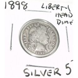 1898 SILVER LIBERTY HEAD DIME RED BOOK VALUE IS $5.00+ *NICE EARLY SILVER DIME*!!