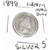 Image 1 : 1898 SILVER LIBERTY HEAD DIME RED BOOK VALUE IS $5.00+ *NICE EARLY SILVER DIME*!!