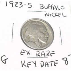 1923-S *EXTREMELY RARE KEY DATE* BUFFALO NICKEL RED BOOK VALUE $8.00+ *NICE EARLY GOOD GRADE*!!