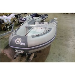 9' FIBREGLASS RIDGED BOTTOM INFLATABLE BOAT (R.I.B.) RATED 10HP, MODEL SKV270 DOUBLE HULL