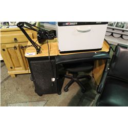 MANICURE TABLE AND ERGONOMIC BLACK KNEE CHAIR