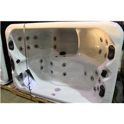 CAL SPAS PATIO SERIES HOT TUB, 54X78X32 PREFERRED SMOKE CABINET WITH STERLING SILVER INTERIOR C/W