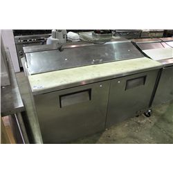 TRUE STAINLESS STEEL 2 DOOR MOBILE REFRIGERATED PREP COUNTER