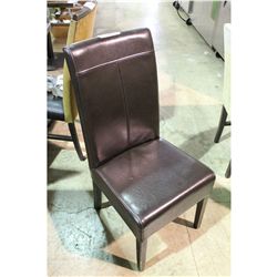 BROWN LEATHER HIGH BACK RESTAURANT CHAIR