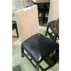 6 BLACK LEATHER AND BEIGE CHAIRS