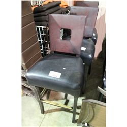 BLACK LEATHER WOOD FRAME BAR STOOL