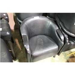 BLACK LEATHER TUB CHAIR