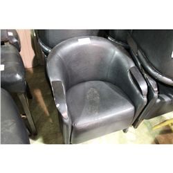 BLACK LEATHER TUB CHAIR