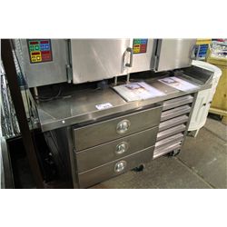 5' STAINLESS STEEL MOBILE 3 DRAWER COOLER PREP