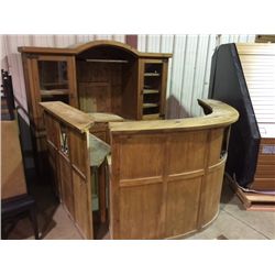 OAK RECEPTION COUNTER WITH WALL UNIT