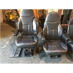 PAIR OF LEGACY SILVER BLACK LEATHER TRUCK SEATS