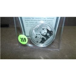 2010 1oz Silver Chinese Panda Coin 10 Yuan