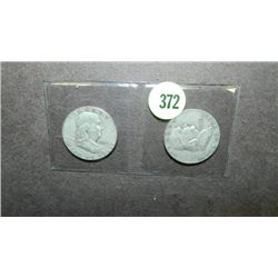 2 piece US Franklin halves - half dollars, 1952 & 1953