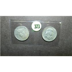 2 piece US Franklin halves - half dollars, 1949 & 1951