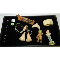 handmade Native American Indian Ephemera canoe, etc.