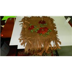Antique Hide painting poinsettias CA 1900