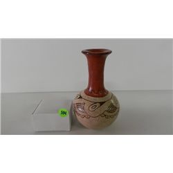 Vintage handmade & painted clay Mojave vase