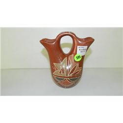 Vintage handmade & painted clay wedding vase