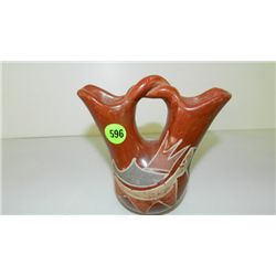 Vintage handmade & painted clay wedding vase