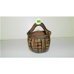 Vintage handmade & painted clay basket