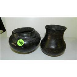 2 piece Vintage handmade & painted clay San Juan bowl