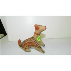 Vintage handmade & painted clay Mexican dog