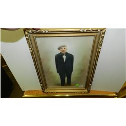 Framed Antique hand tinted photo of man in suit with