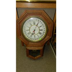 Antique Oak American wall clock, calendar style
