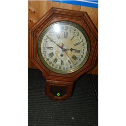 Antique Oak American wall clock, calendar style