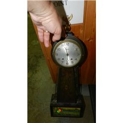 Antique walnut American wall clock, banjo style