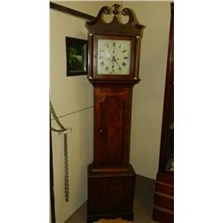 Antique Oak American grandfather tall case clock, no