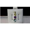 Image 1 : 14kt Gold and Genuine Peridot, Amethyst and Blue Topaz Pendant
