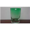 Image 1 : Green and Clear Heavy Art Glass Vase