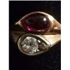 Image 2 : 14kt Gold Diamond and Ruby Ring
