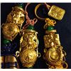 Image 2 : Estate 22kt Gold or better 3 Hanging Tassels with Emerald Beads on Top and Below