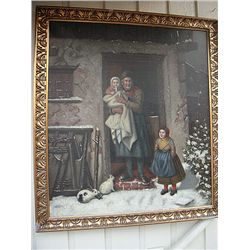 Estate Antique Oil Painting on Canvas