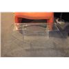 Image 3 : ORANGE MODERN OCCATIONAL CHAIR AND CLEAR PLASTIC READING TABLE