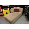 Image 1 : BEIGE MICROFIBER CHAIS LOUNGE WITH THROW PILLOW