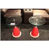 Image 2 : RED RETRO GLASS TOP END TABLE