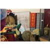 Image 1 : ASSORTED ORIENTAL DECOR ITEMS WITH FANS ON WALL