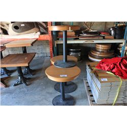 3 ROUND OAK METAL BASE BAR TABLES