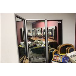 PAIR OF 3-WAY MIRRORS AND SIGNS