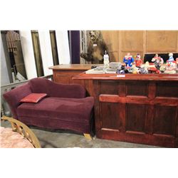 SALOON SET INCLUDING 2 BAR SETS, CHAISE LOUNGE, 2 FIREPLACE, BAR SIGNS AND MISC.