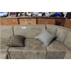 LARGE TAN MICROFIBER SECTIONAL WITH PILLOWS