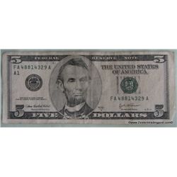 2003 5 Dollar Federal Reserve Note - US