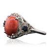 Image 2 : 14KT White Gold 2.85ct Pink Coral and Sapphire Ring