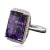 Image 2 : 14KT Two-Tone Gold 16.83ct Amethyst and Diamond Ring